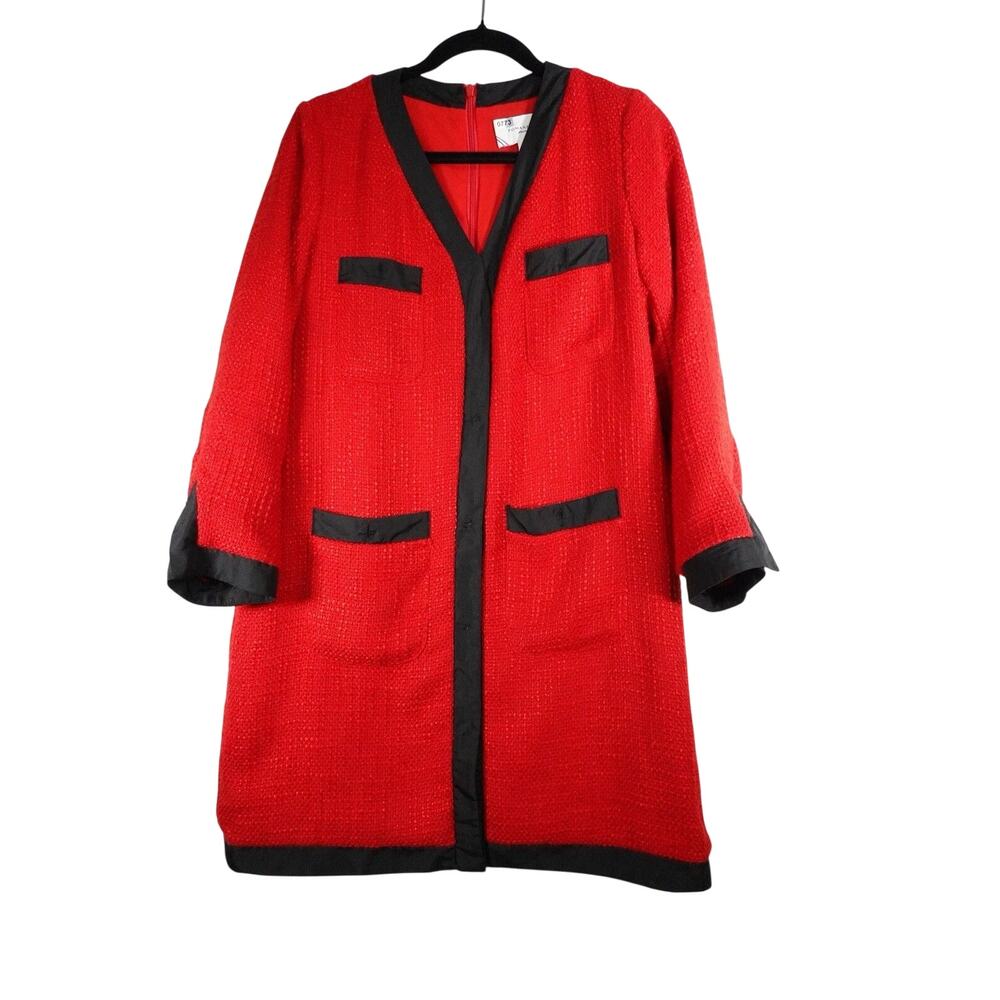 Read* Pomander Place Dress Women’s Small Red Coco Tweed Bow Tuckernuck 0773-14 - Picture 2 of 12